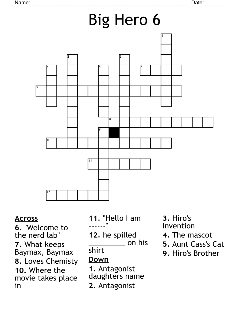 Big Hero 6  Crossword