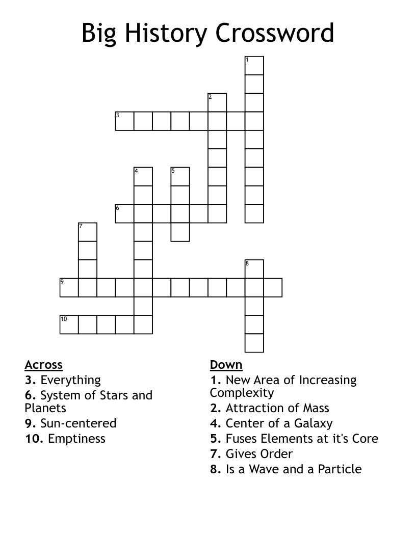 Big History Crossword