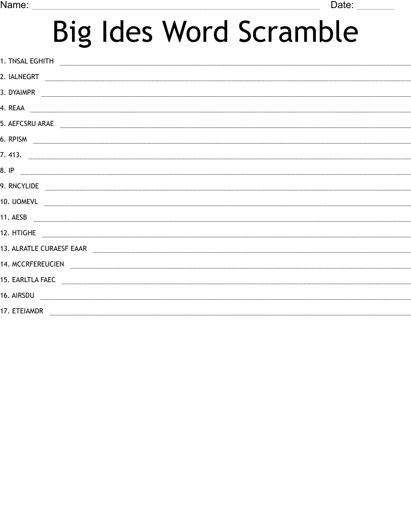 Big Ides Word Scramble