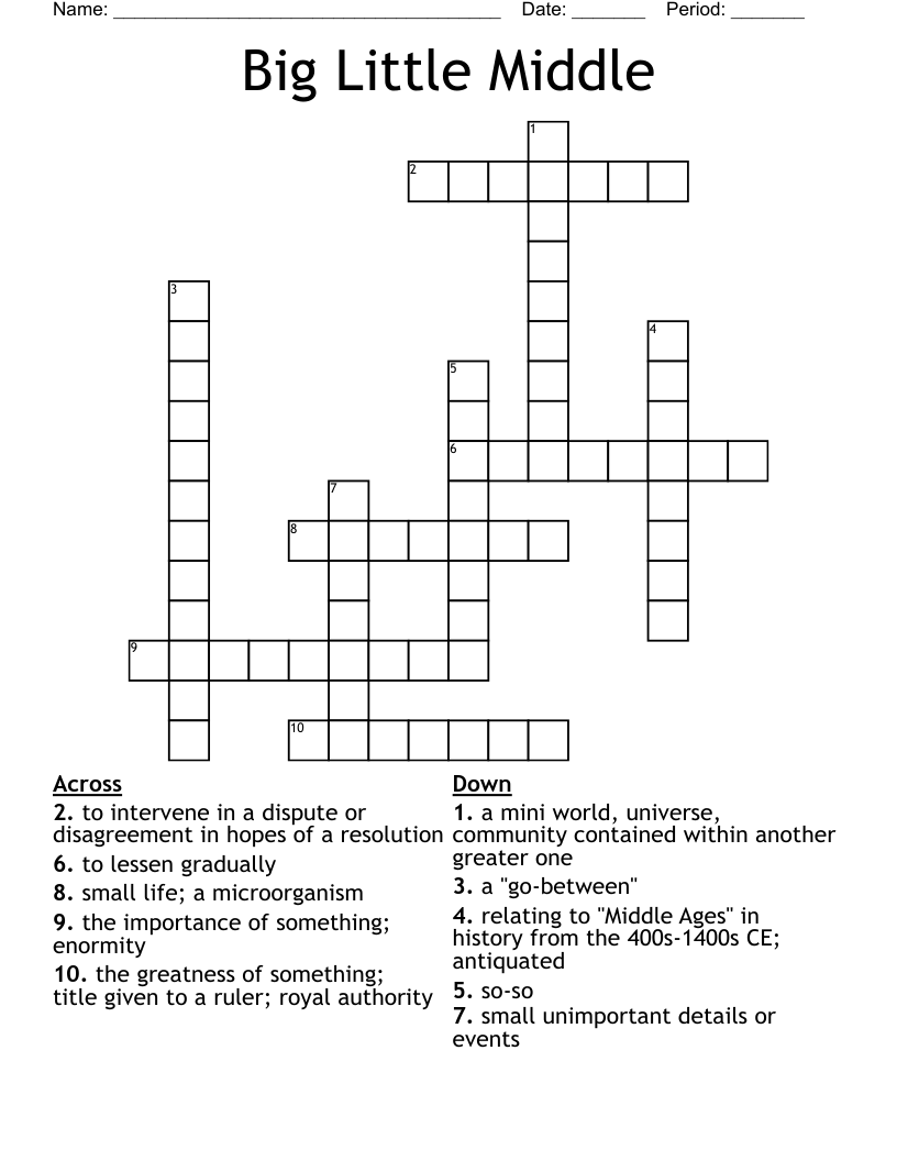 Big Little Middle Crossword