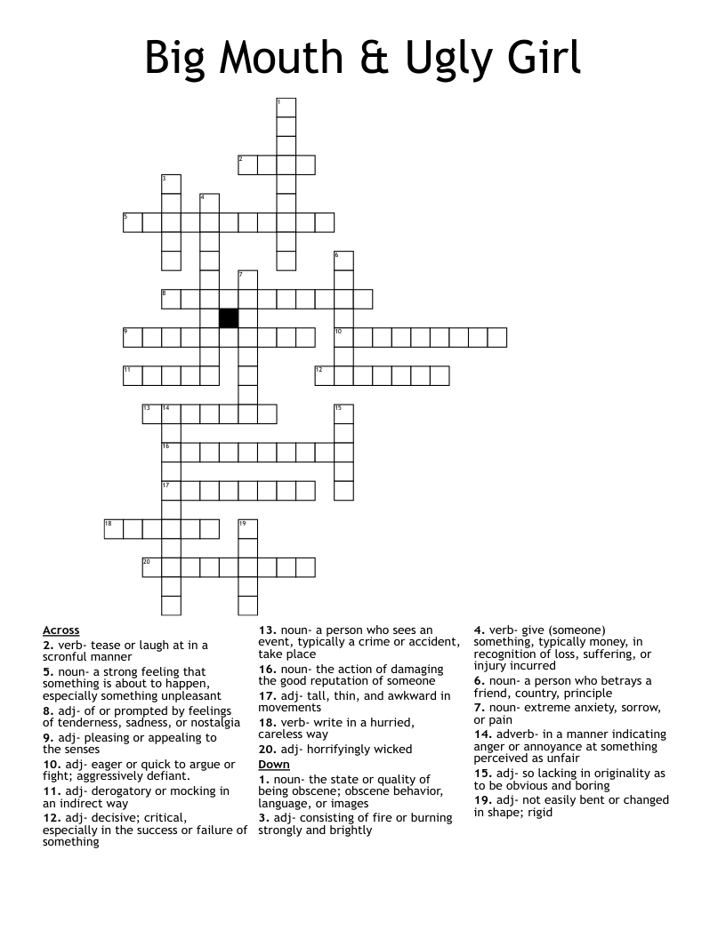 Big Mouth & Ugly Girl Crossword