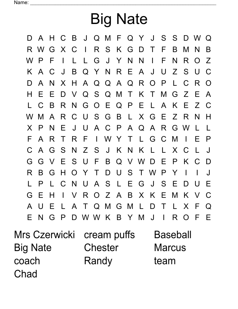 Big Nate Word Search