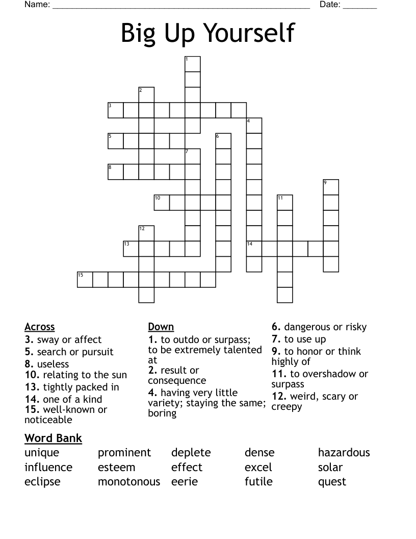 Big Up Yourself Crossword
