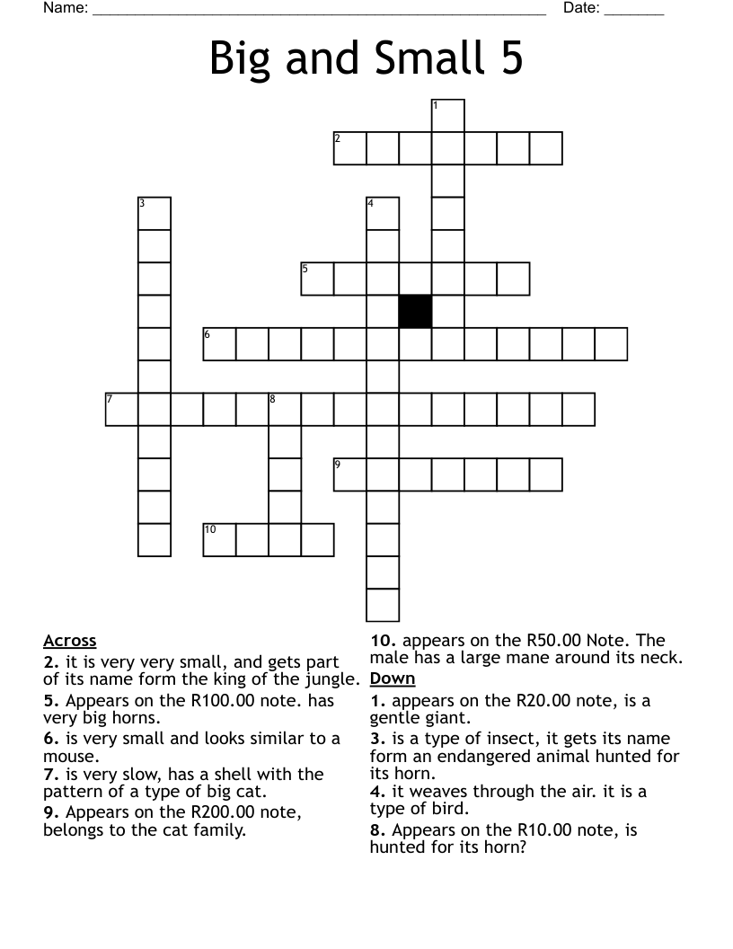 Big and Small 5  Crossword