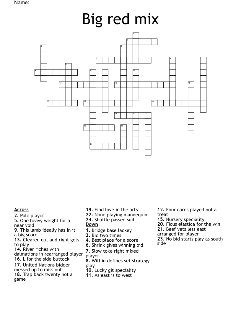 Big red mix Crossword