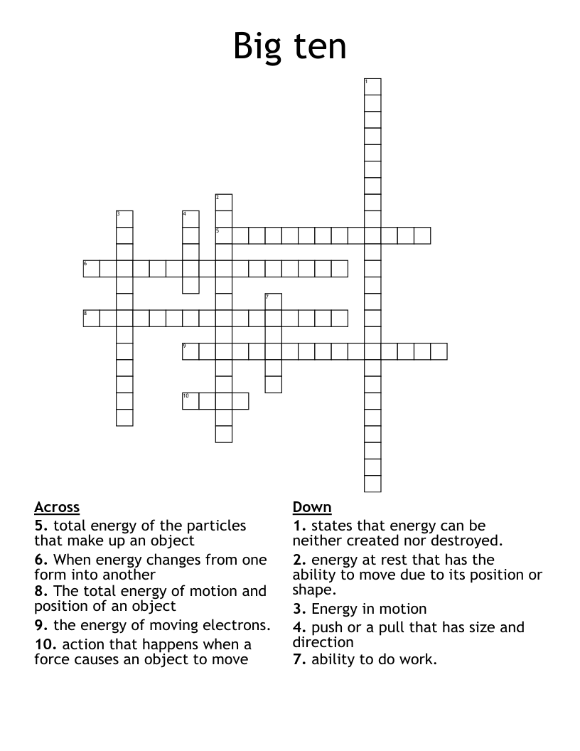 Big ten Crossword