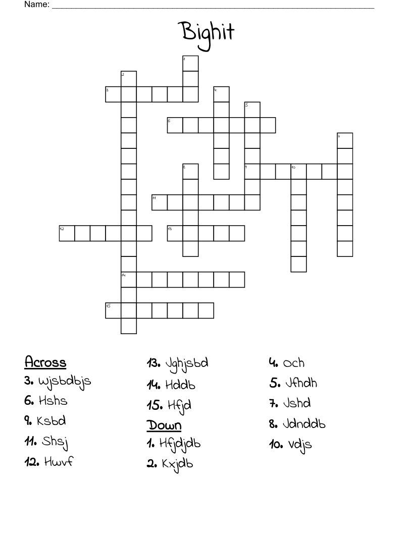 Bighit Crossword