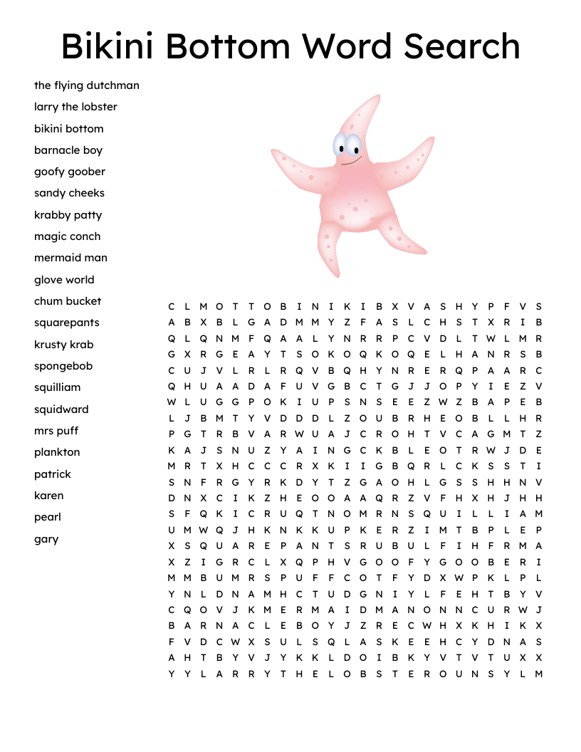 Bikini Bottom Word Search