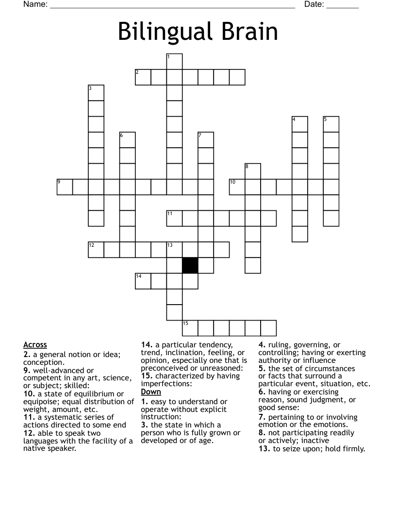 Bilingual Brain Crossword
