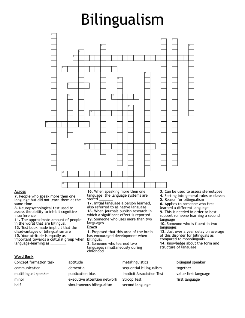 Bilingualism Crossword