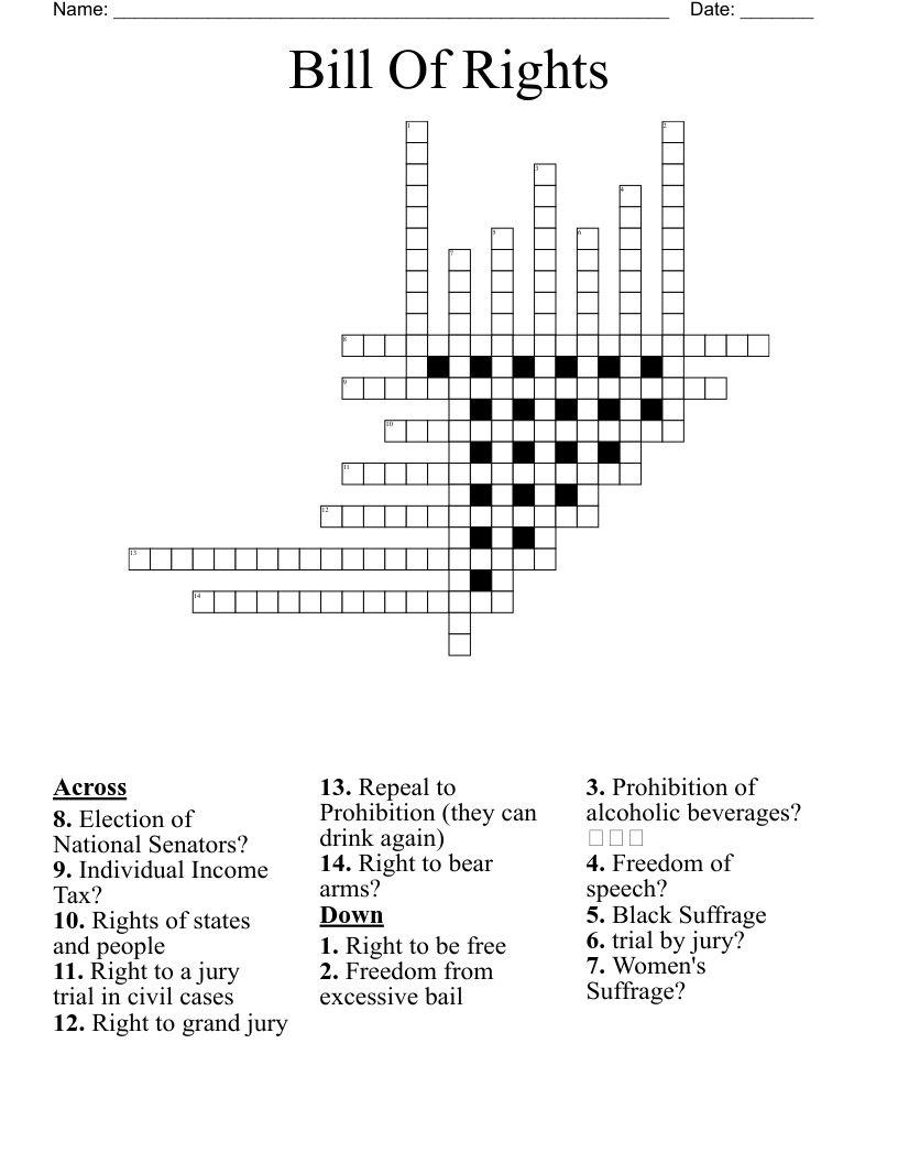 Bill Of Rights Crossword