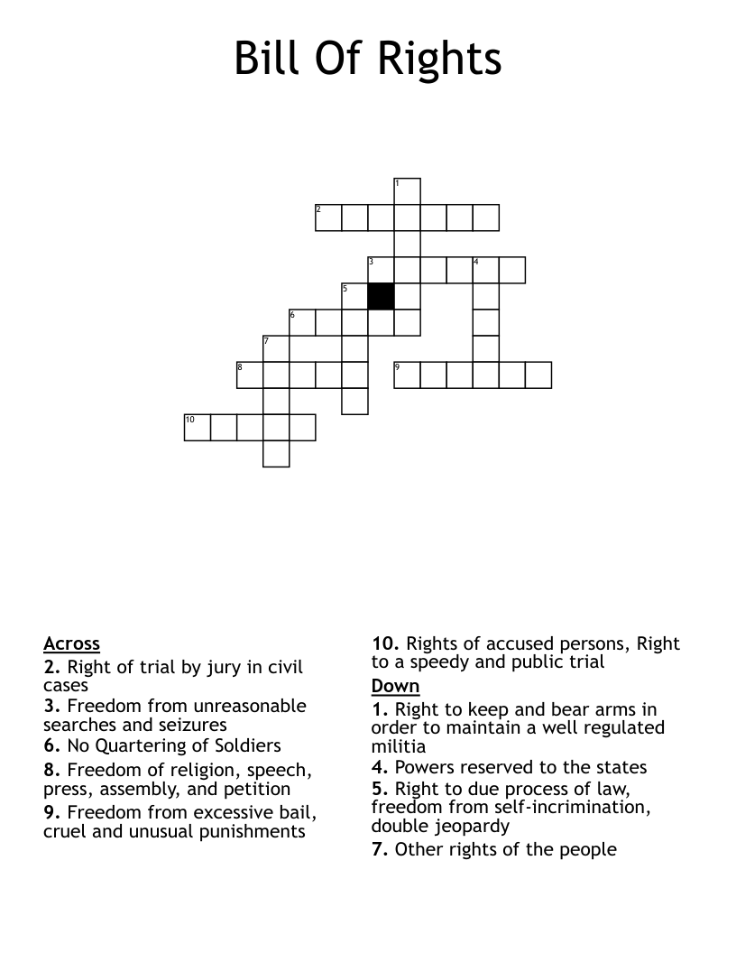 Bill Of Rights Crossword