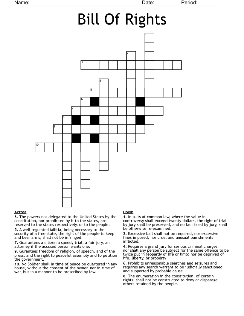 Bill Of Rights  Crossword