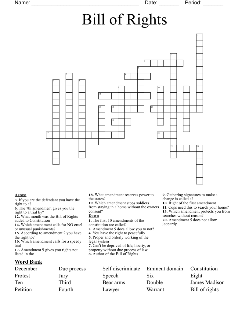 Bill of Rights Crossword