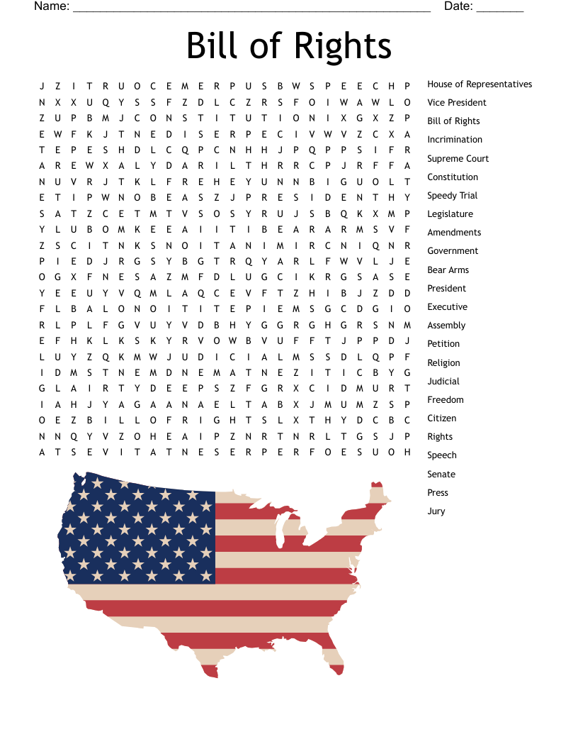 Bill of Rights Word Search