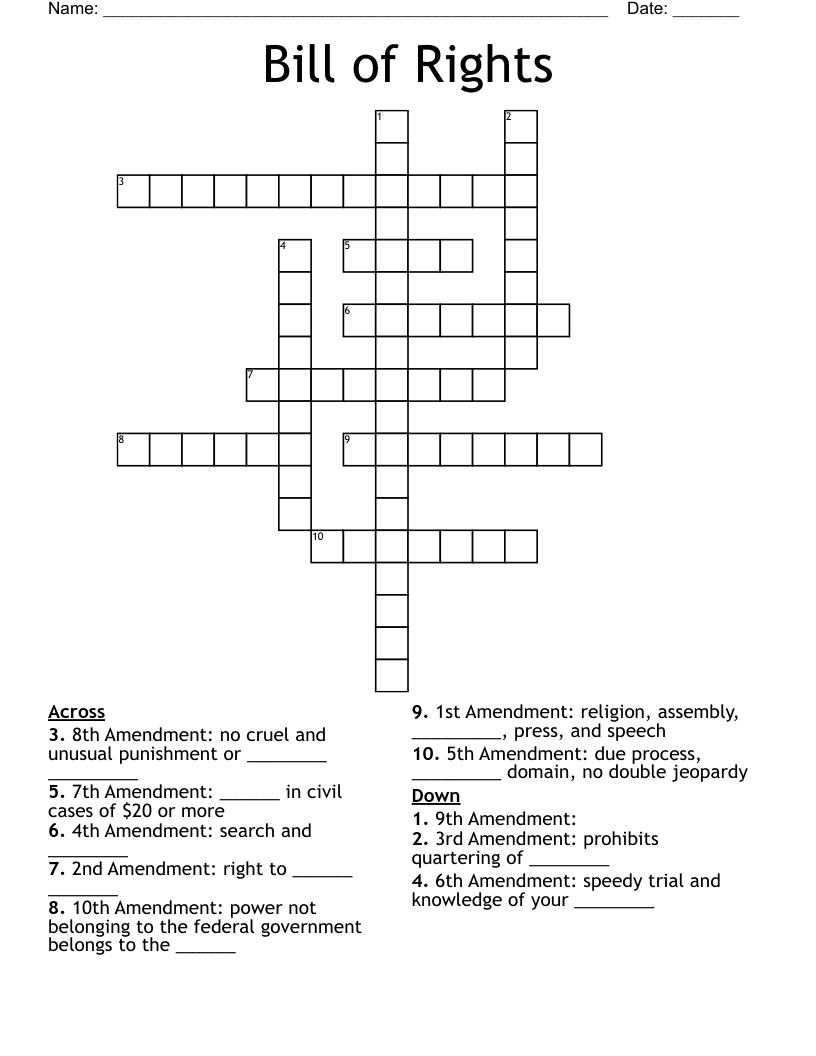 Bill of Rights Crossword