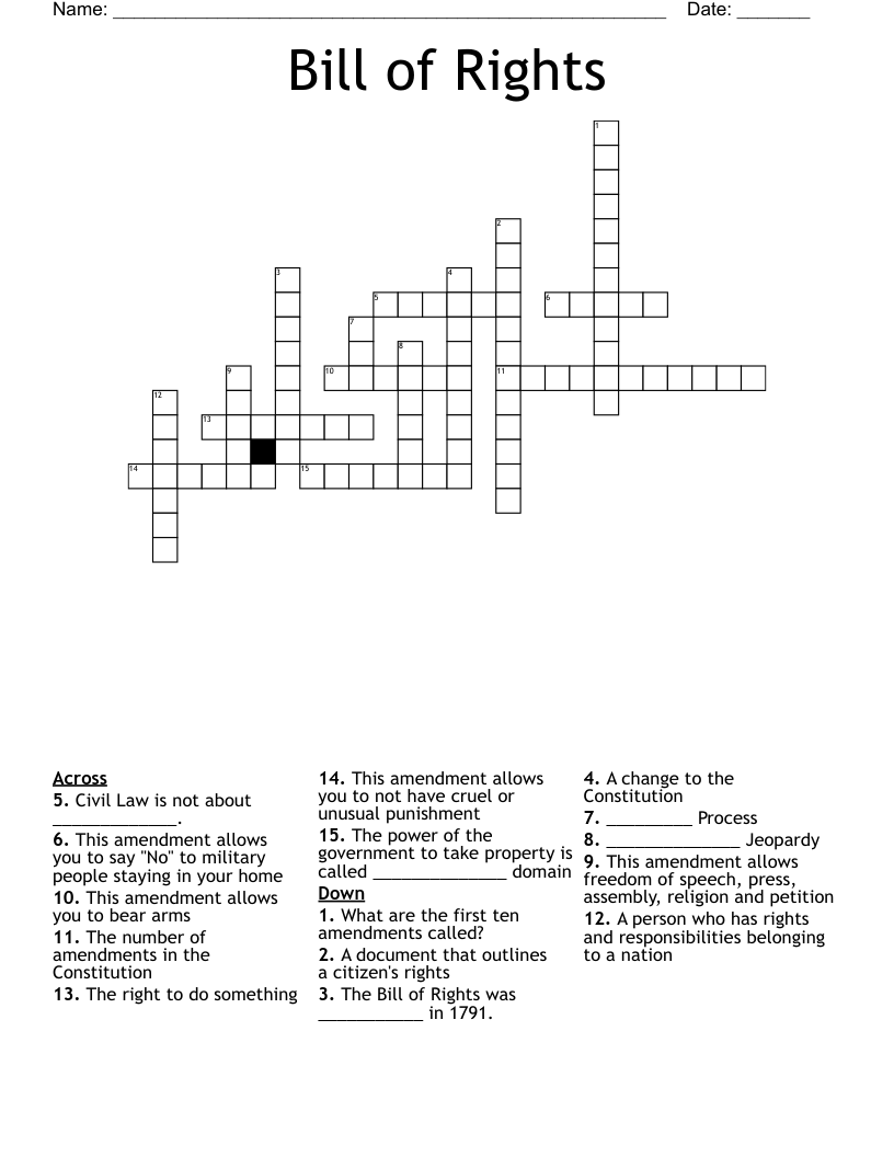 Bill of Rights Crossword