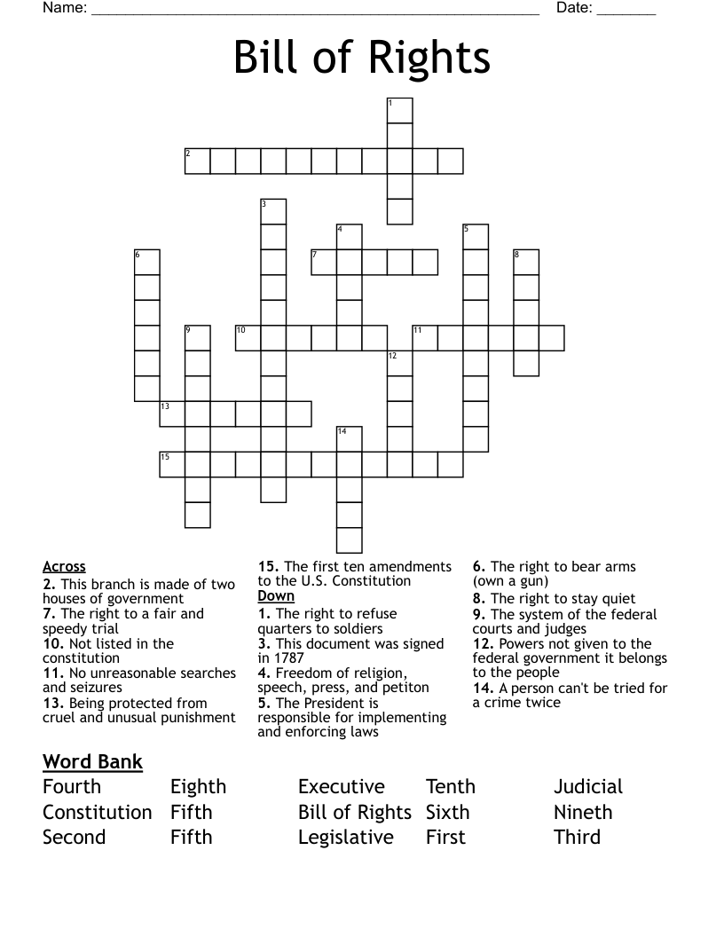 Bill of Rights Crossword