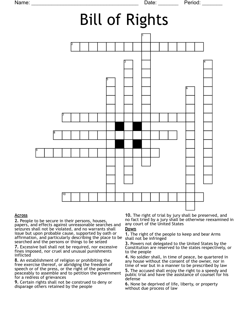 Bill of Rights Crossword