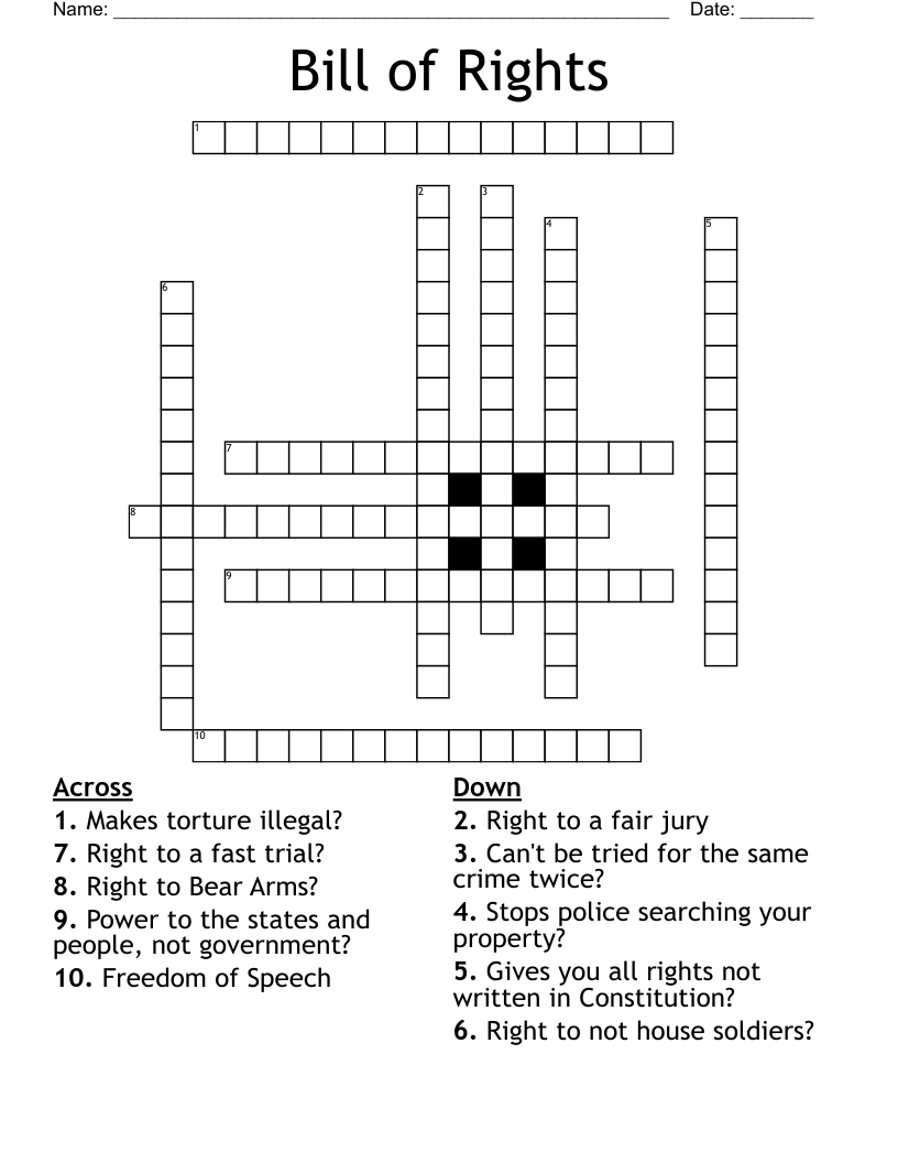 Bill of Rights Crossword