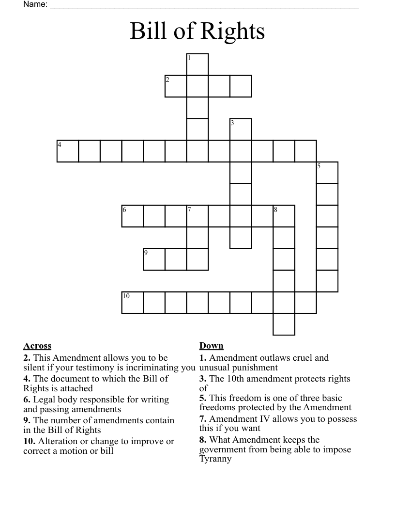 Bill of Rights Crossword