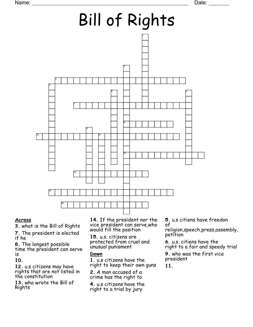 Bill of Rights Crossword