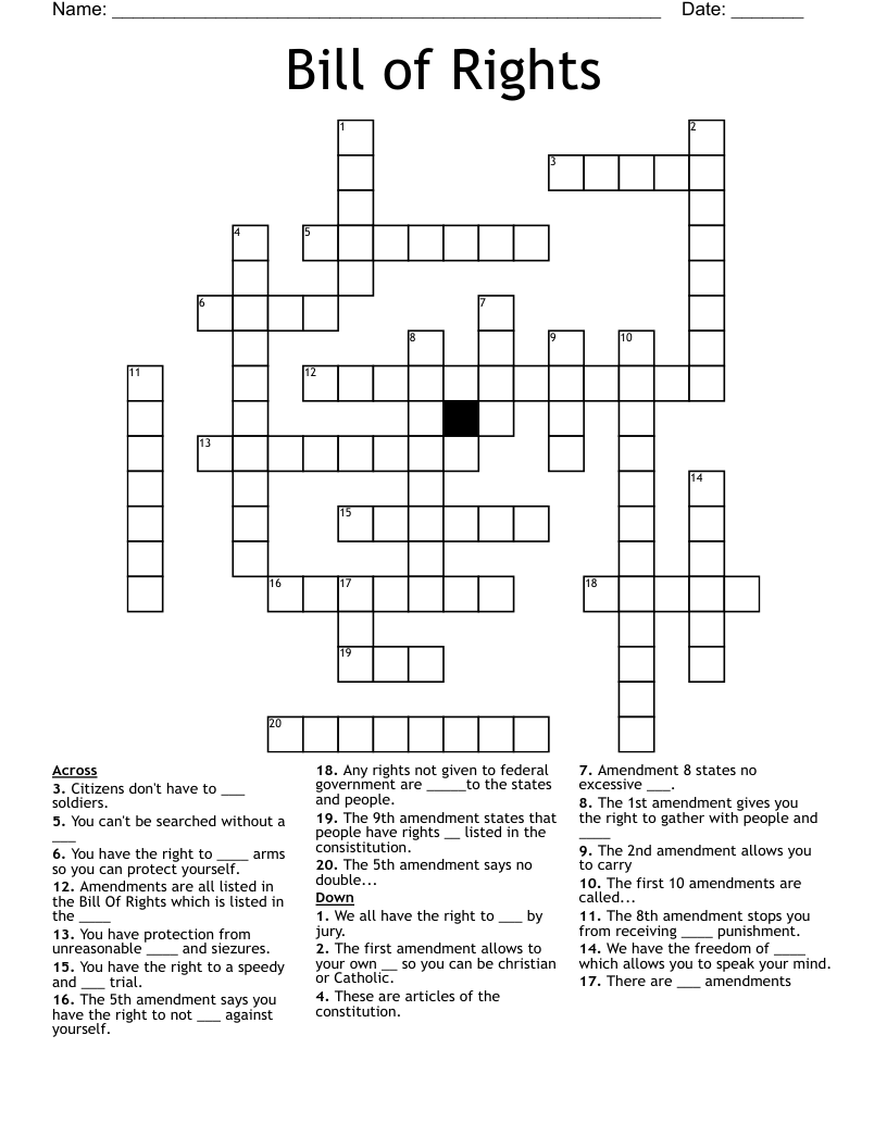 Bill of Rights Crossword