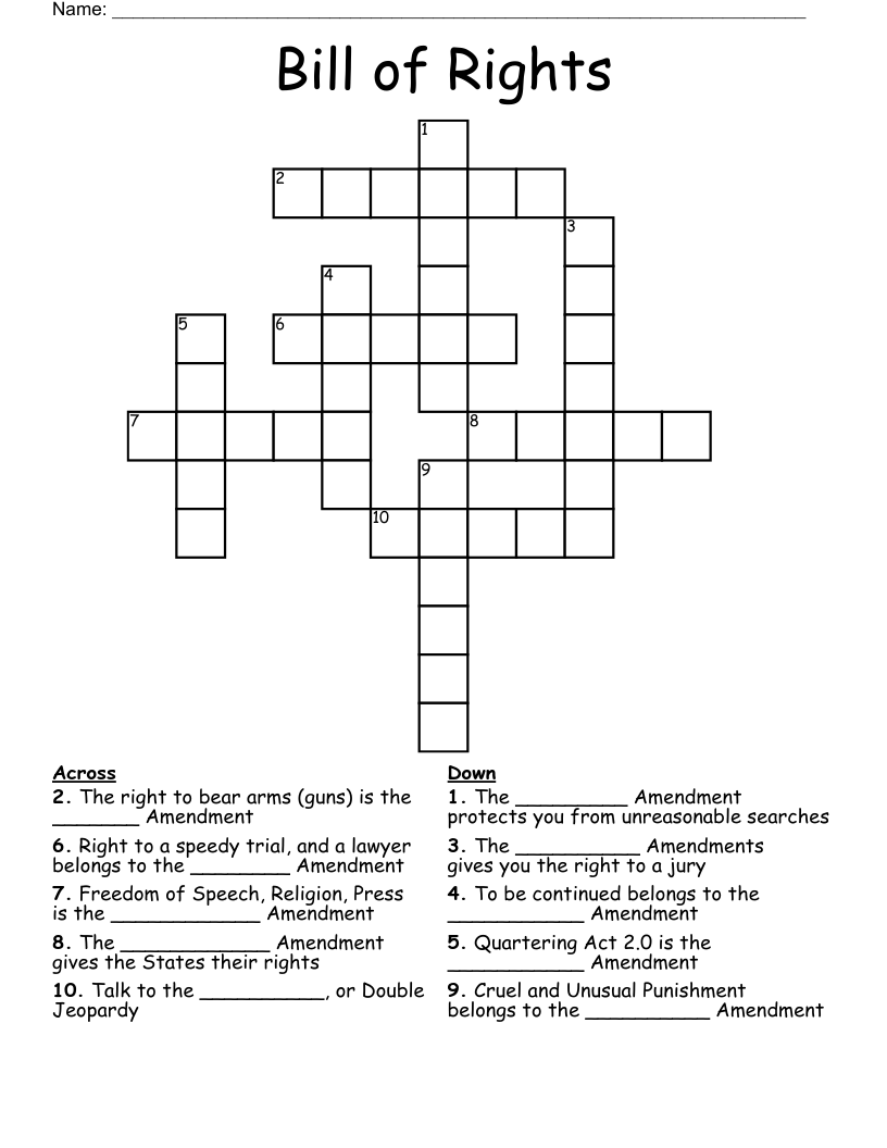 Bill of Rights Crossword