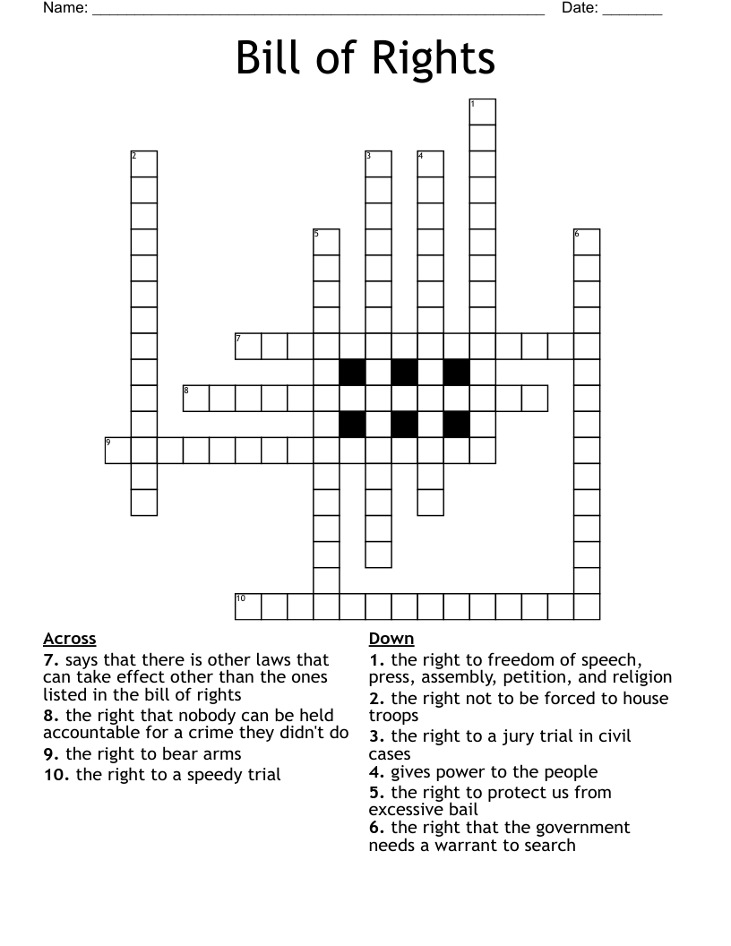 Bill of Rights Crossword