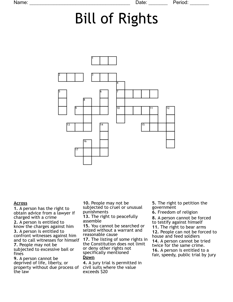 Bill of Rights Crossword