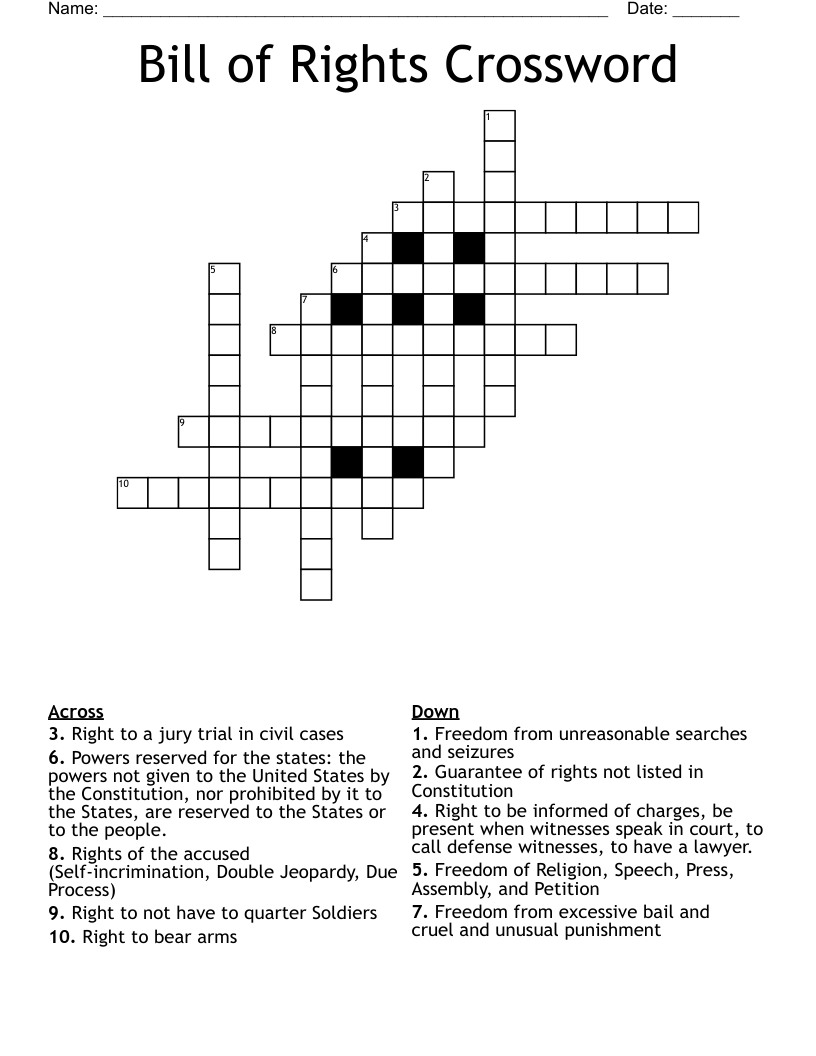 Bill of Rights Crossword