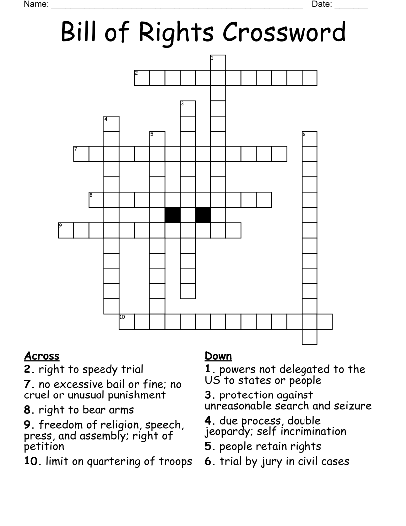 Bill of Rights Crossword