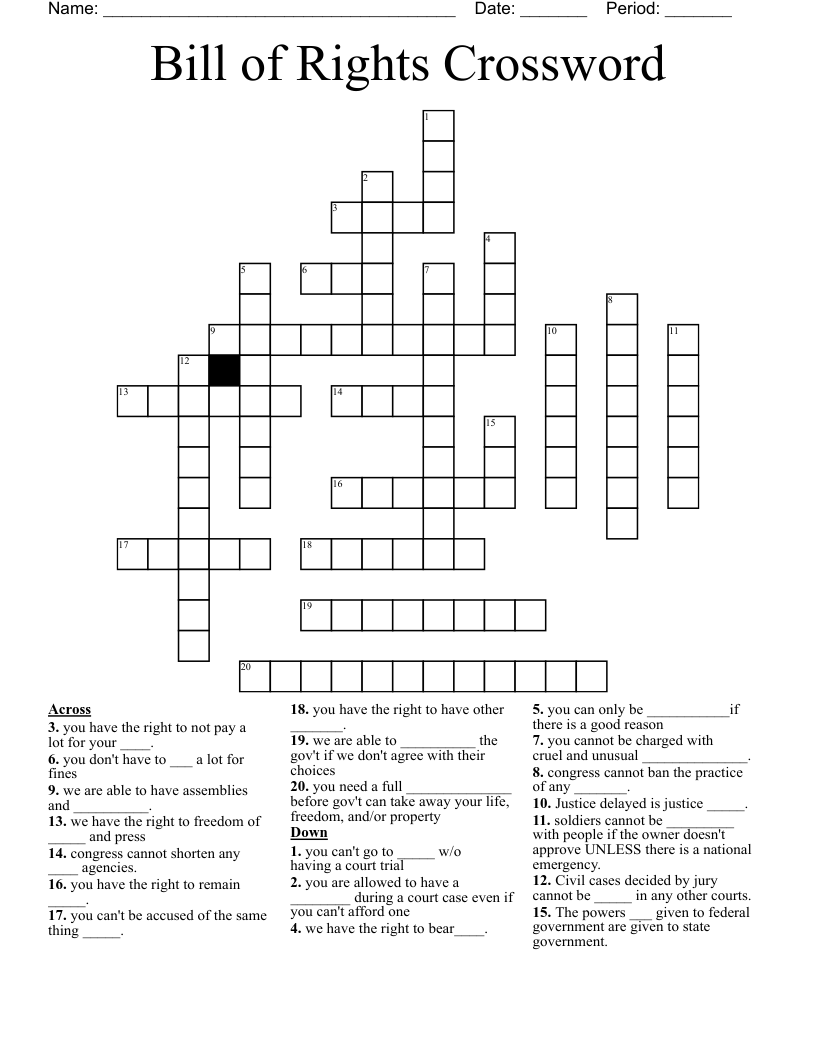 Bill of Rights Crossword