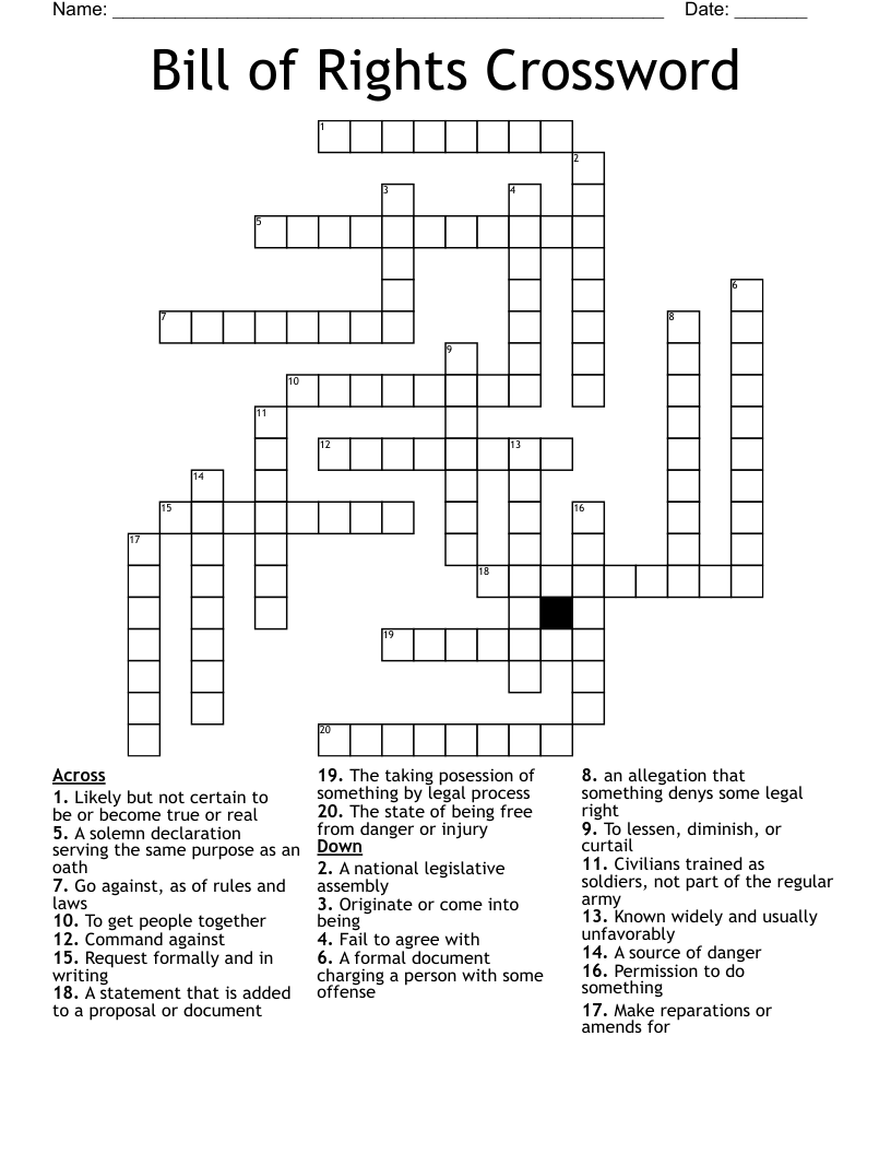Bill of Rights Crossword