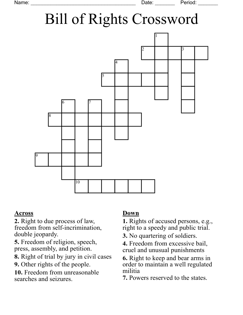 Bill of Rights Crossword