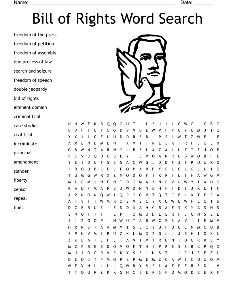 Bill of Rights Word Search