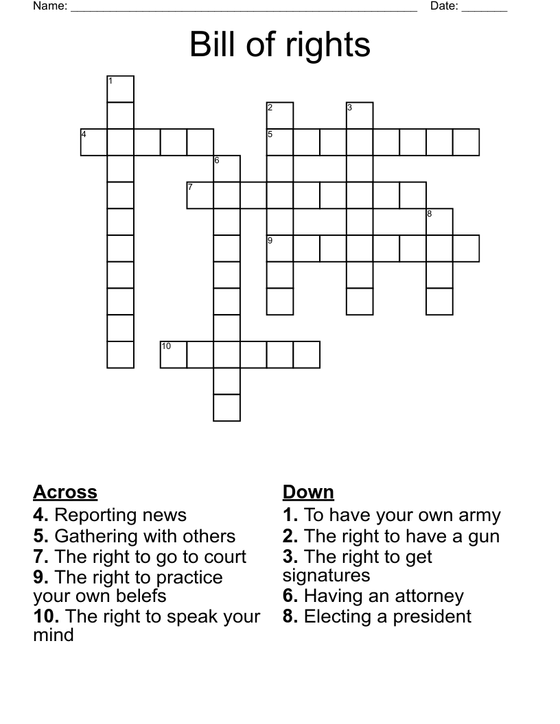 Bill of rights Crossword