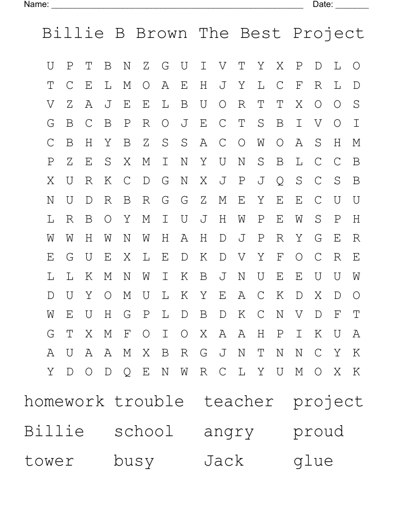 Billie B Brown The Best Project Word Search