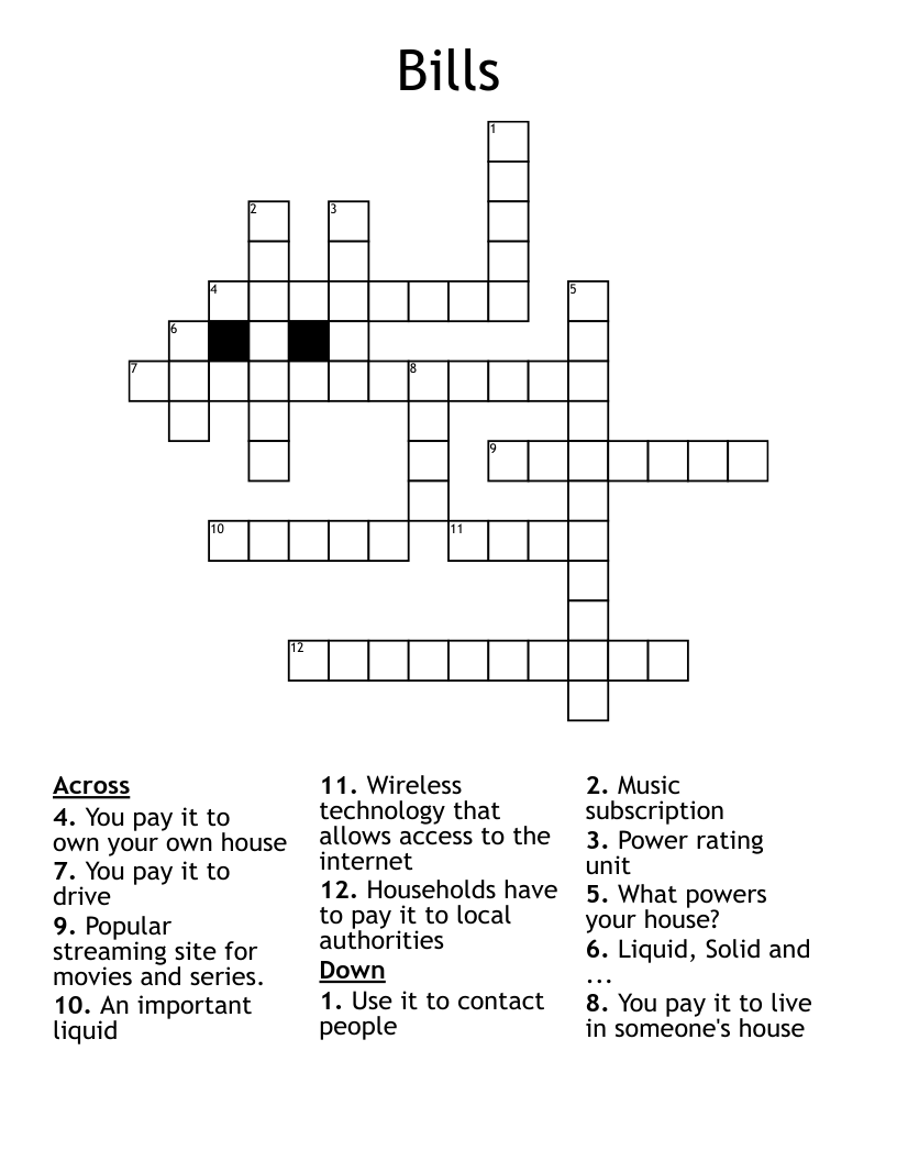 Bills Crossword