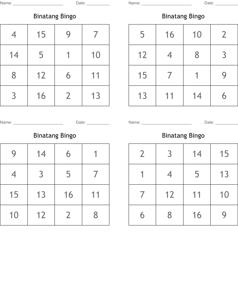 Binatang Bingo