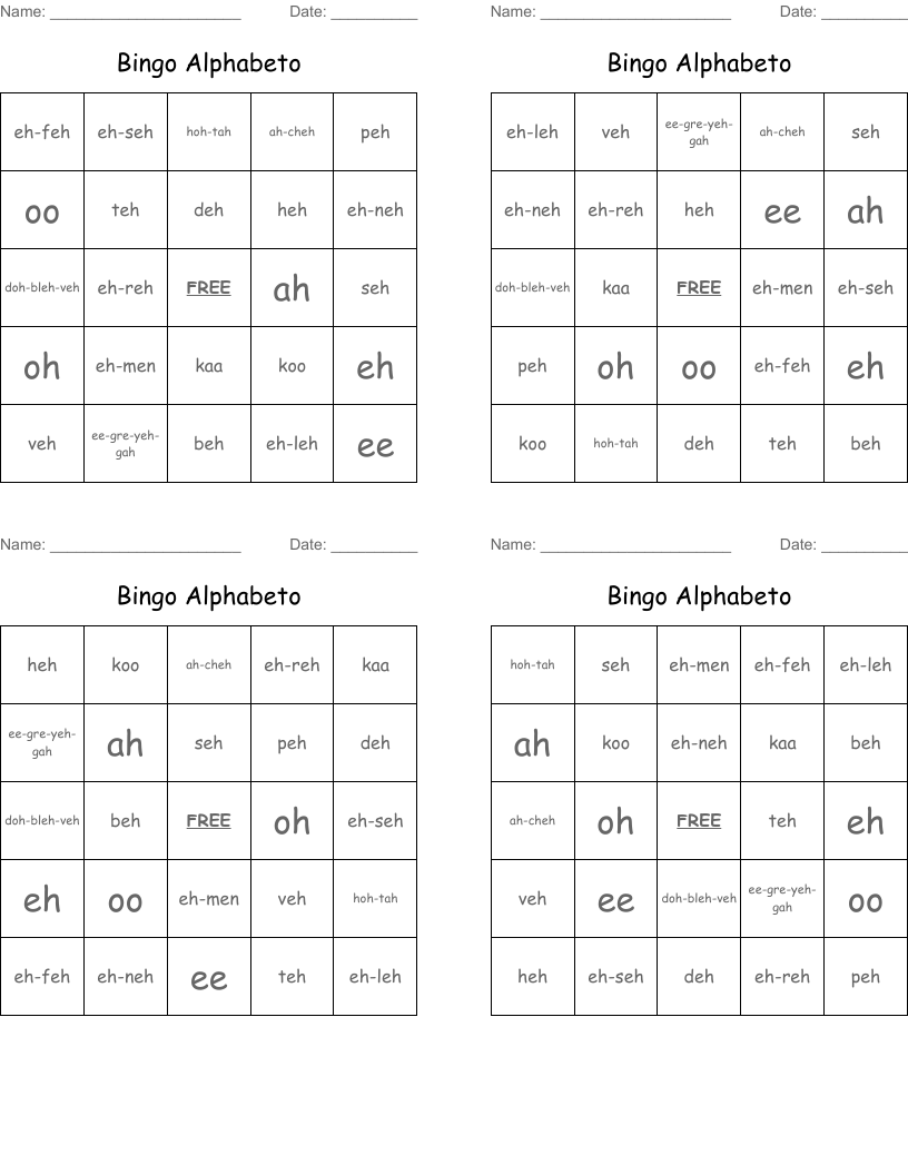 Bingo Alphabeto