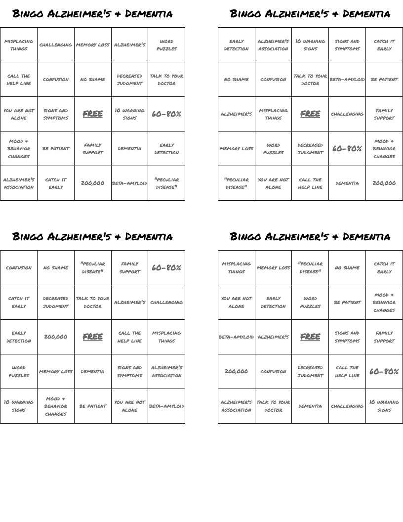 Bingo Alzheimer's & Dementia