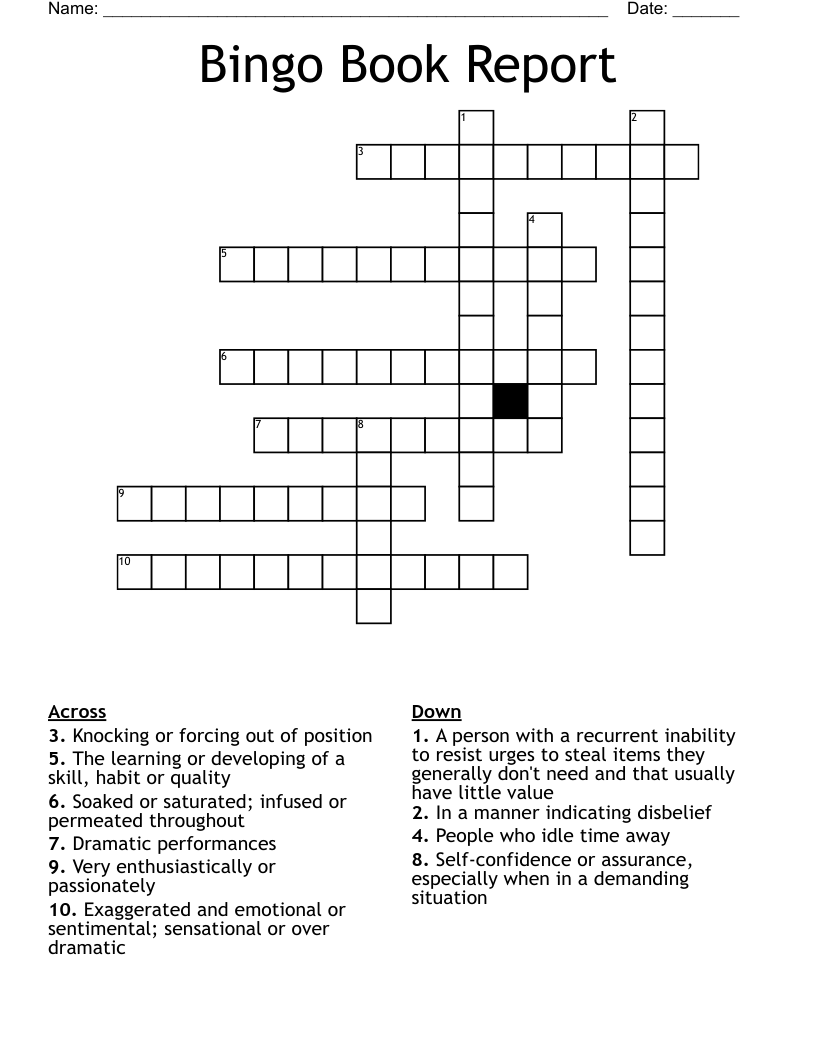 Bingo Book Report Crossword