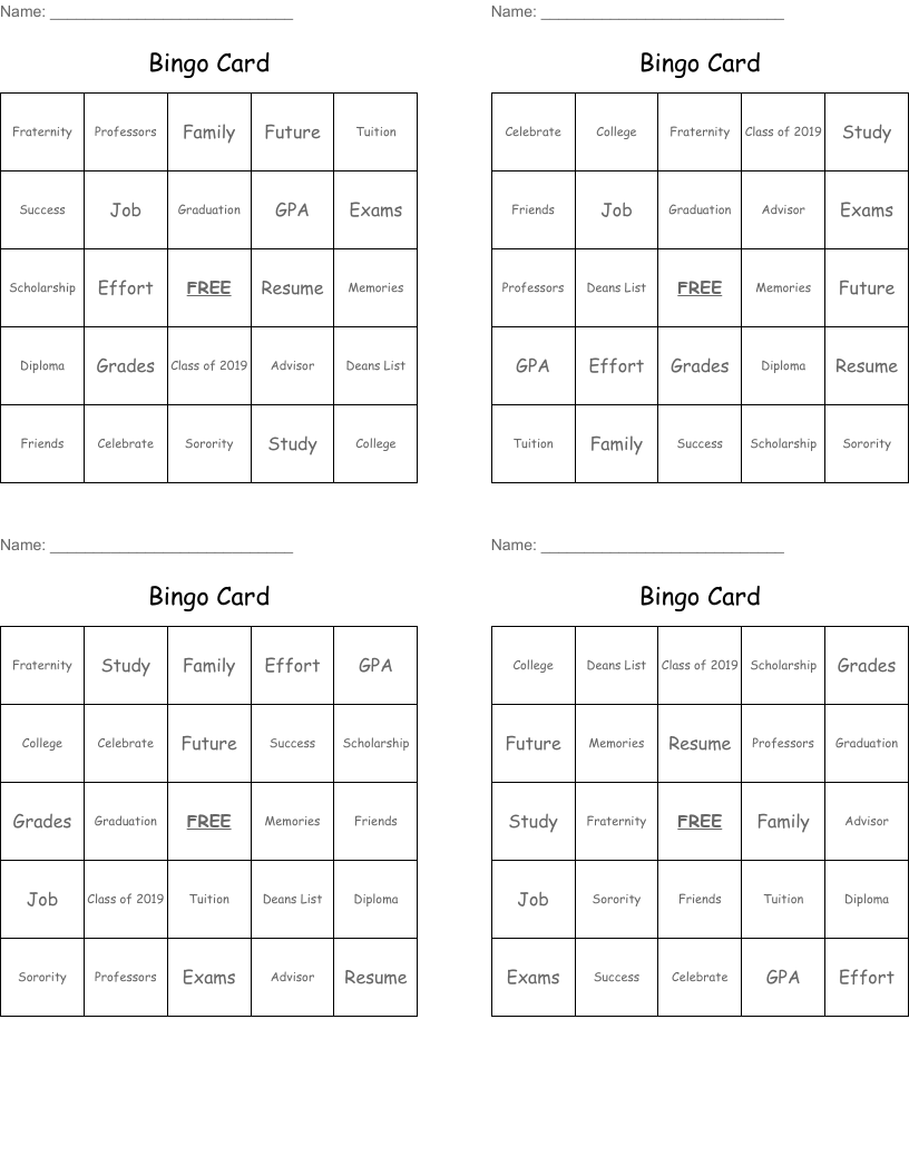 Bingo Card