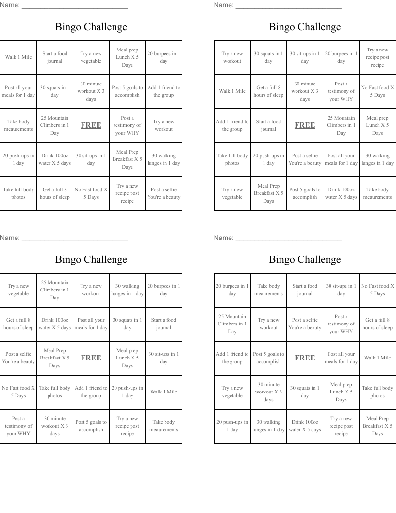 Bingo Challenge 