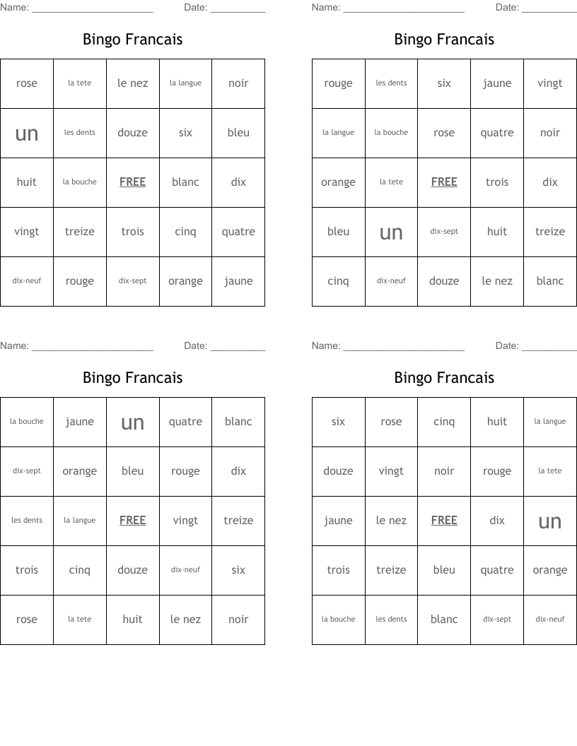 Bingo Francais