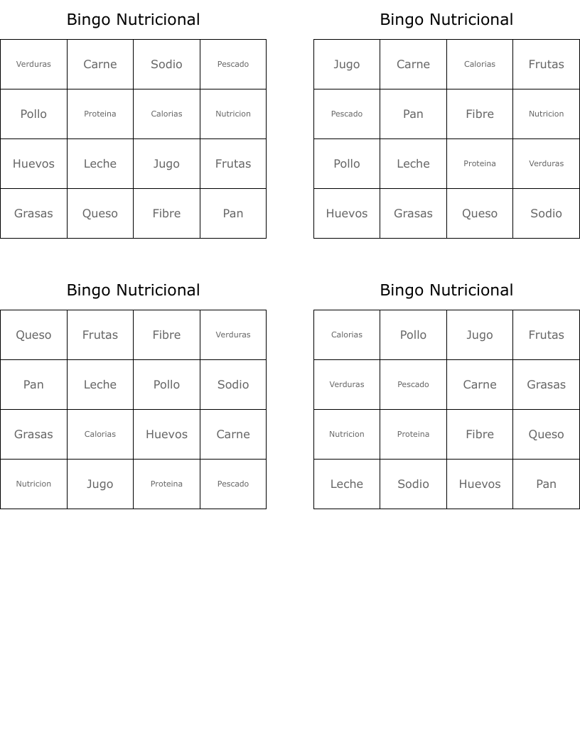 Bingo Nutricional