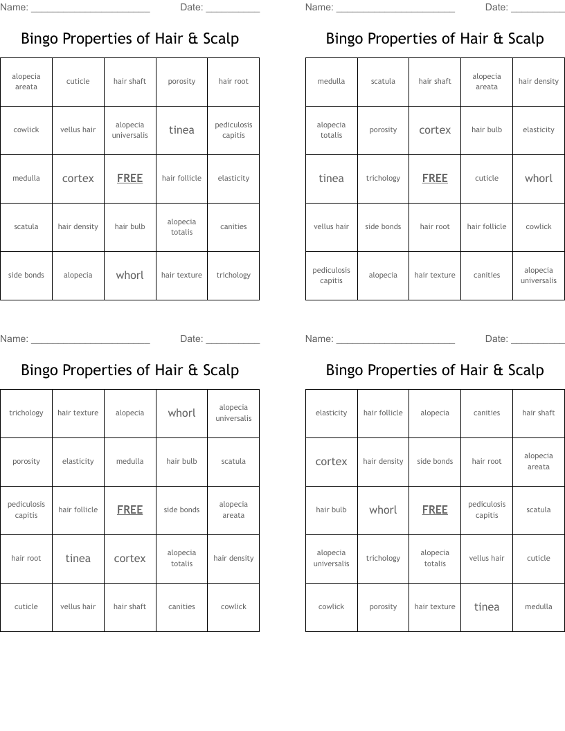 Bingo Properties of Hair & Scalp