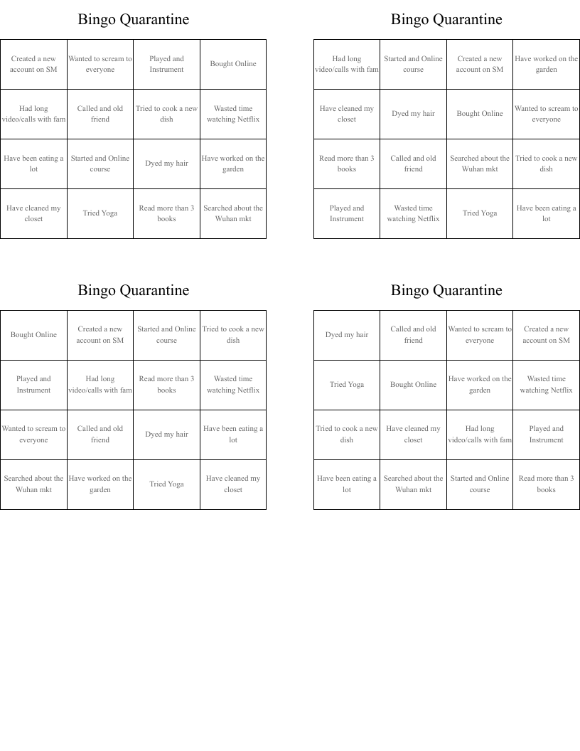 Bingo Quarantine
