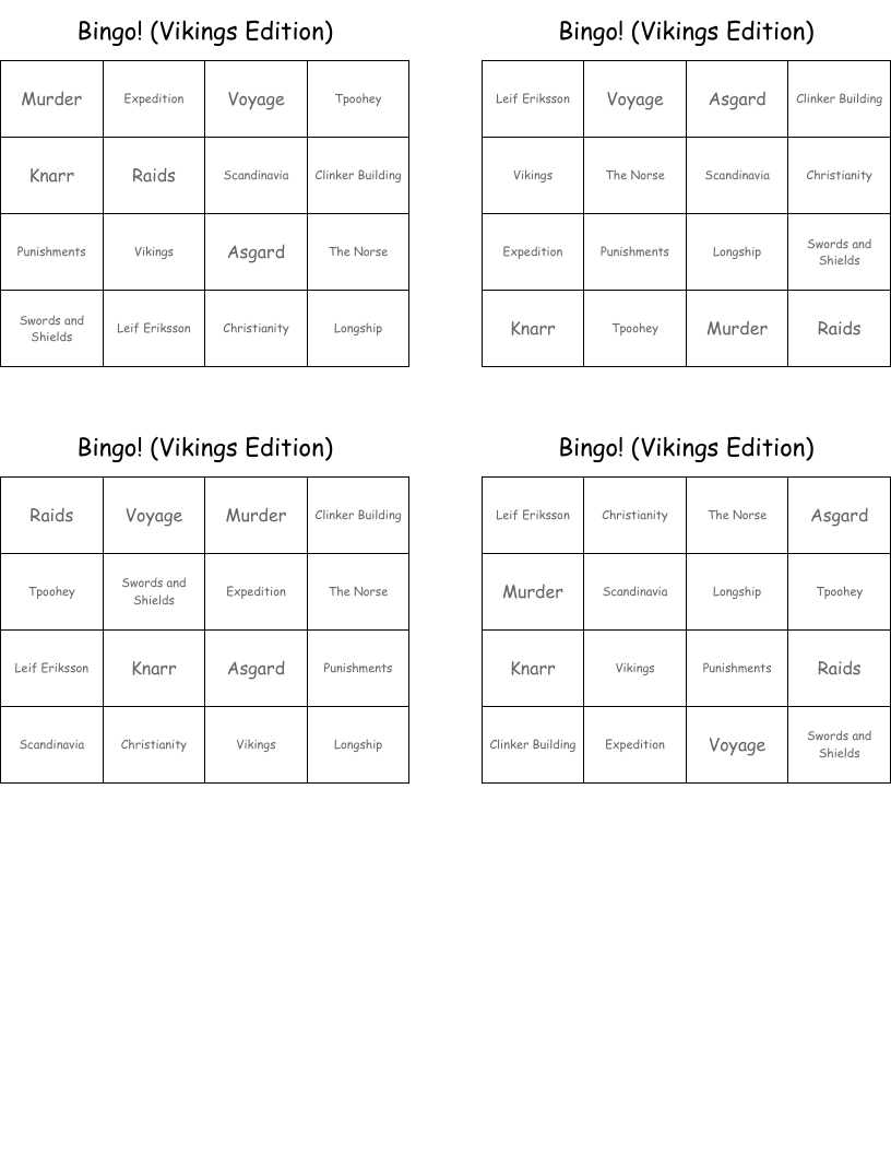 Bingo! (Vikings Edition)